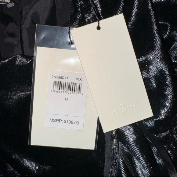 7 For All Mankind ONE SHOULDER RUFFLE BLOUSE IN BLACK SHINE - Size M - Picture 5 of 5